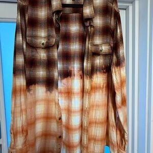 George Bleached Flannel Brown and Cream Plaid Men's Shirt
